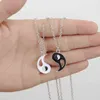 2 Pcs/set Best Friends Couple Necklaces Yin Yang Charm Pendant Necklace Jewelry for Lovers Sisters Women Men Valentine's Gift G1206