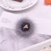 Pins Brooches Antumn Real Fur Ball Flower Women Wedding Jewelry Safety Scarf Ladies Cost Lapel Pin Gifts Seau22