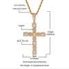 Hiphop Mannen Goud Kleur Grote Zirkoon Cross Hanger Neckalce Ice Out Cubaanse Crystal Miami Neckalce Chain Hip Hop voor Heren H1022