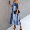Summer fashion tie-dye sexy tube top halter female dress vestido Print A-Line Beach dress women boho long maxi dress 210514