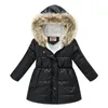 Daunenmantel Winter Kinderbekleidung Jacke Jungen und Mädchen Jacken Einfarbig glänzend Sport Warm Kapuze Mittellang