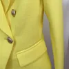 Jupe Blazer Jaune Costume Femmes Doré Double Boutonnage Bouton Vert Menthe Coton Lin s Deux Pièces Ensembles 220302