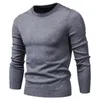 4XL Män Höst Casual Solid Tjock Ull Bomullströja Pullovers Outfit Fashion Slim Fit O-Neck Pullover 210813