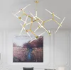 Nordic Earrdbone LED Metal Chastelier Lamp Черный Golden G4 потолочный подвесной свет для столовой гостиная спальня
