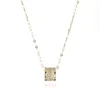Ins lysande bling zircon geometriska halsband för kvinnor clavicle chain charm bröllop hängsmycke 14k äkta guld smycken kedjor