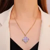 Pendant Necklaces Ins Checkerboard Clavicle Chain Necklace Multicolor Dripping Oil Sweet Square Drawing Board Color Matching For Female