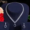 Pera CZ Accessori da damigella d'onore di lusso Cubic Zirconia Stone Big Bridal Wedding Pera Cut Dropping Set di gioielli per le donne J048 H1022