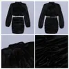 Free Black Velvet Suit Women High Neck Lantern Sleeve Short Top & Draped Mini Skirt Club Party 2 Two Piece Set 210524