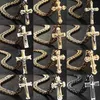 Wielowarstwowy Cross Chrystus Jezus Wisiorek Naszyjnik Stainlsteel Link Byzantine Chain Heavy Men Biżuteria Prezent 21.65 6mm Mn78 x0707