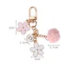 Fashion Trendy Keychain Ribbon Flower Keyring For Men Women Jewelry Pink Flower Cute Bag Car Key Holder Gifts