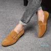 2021 Buzlu Doku Erkek Iş Ayakkabıları Giymek Büyük Boyu Düşük Topuk Aşınmaya Dayanıklı ve Antiskid Taban Işık Doku Deri Ayakkabı