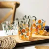 MDZF SWEETHOME 500ml Yellow Peach Cactus Glass Tea Milk Cups With Scale Coffee Mug Party Creative Drinkware Tumbler Water 220311