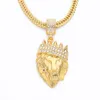 Kettingster dezelfde stijl heren vol Iced Out Out Rhinestone Hip Hop Harajuku Gothic Punk Choker Collares Lion Pendant Cuban Chain1033735