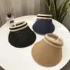 Cappelli a tesa larga Versione coreana del cappello di paglia Donna Estate Viaggio all'aperto Visiera parasole Spiaggia Tempo libero Selvaggio Nero Rosa Blu navy Beige Etc Elob22