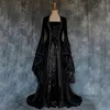 Casual jurken Cosplayjurk Vintage Middeleeuws Gewaad Flare mouw Tot de grond Effen Kleur Grote manchet Maxi Feestkostuum Voor Hallowe7839358