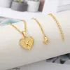 A-Z Initial Letter Heart Pendant Necklace For Women Stainless Steel Gold Alphabet Charm Chain Choker Jewelry Collier Femme