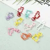 10pcs Metal Painted Colorful 36x18mm Lovely Rabbit Rotatable Lobster Clasp Keychain Connectors for DIY Key Chain Jewelry Making G1019