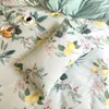 Svetanya Gula Citroner lämnar Nordic Egyptiska Bomullsängar Set Skriv ut plattmonterad plåtkudde Duvet Cover Set Sängkläder 210319
