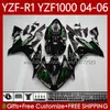 Kit de feiras para Yamaha YZF-R1 YZF R1 1000 CC YZF1000 Green Flames YZFR1 04 05 06 Bodywork 89NO.80 YZF R1 1000CC 2004 2005 2006 YZF-1000 2004-2006 OEM Corpo da Motocicleta