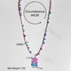 Collana di perline rotonde colorate bohémien per donne Collana con pendente a forma di orso in resina arcobaleno sfumato carino Regali per ragazze di gioielli di moda