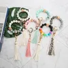 Colorful Silicones Beaded Bracelet Wrist Bangle Keychain For Women Girls Bag Silicone keychain Jewelry Accessories