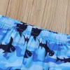 Ropa de verano para bebés, conjuntos de tanque y pantalones cortos con estampado de tiburón de dibujos animados para niños pequeños, niño 210528