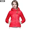 Femmes Manteau d'hiver Slim 90% Blanc Canard Down Vestes Plus Taille Femelle À Capuchon Manteau Portable Chaud Vêtements D'extérieur 210519