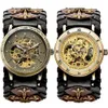 Montre mécanique automatique pour hommes, cadran squelette antique, horloge gothique vintage, Steampunk, montres à remontage automatique, Brown Rock Reloj Hombre Q0902