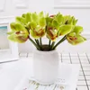 Fleur artificielle imprimée en 3D 6 têtes de bouquet de palmier Cymbidium mariage décoratif papillon orchidée fleurs bouquet fond RRD11771