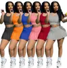 Verão Mulheres Duas peças Vestido Lazer Tracksuits Moda Casual Vest Vest Sexy Slim Bubble Yoga Skirt Set S-XXL 9583