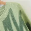 Негабаритные пуловеры женщины свитер элегантный зеленый полосатый печать зима длинные свитеры уличные жевательные женские джемпер теплые верхняя одежда 2022