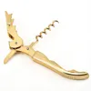 Golden Color Wine Corkscrew Stainless Steel Bottle Opener Knife Pull Tap Double Hinged Corkscrew Creative Promotional Gifts T2I52778