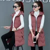 women Long vest coat women Casual thick warm Autumn sleeveless waistcoat female cotton padded jacket plus size 210817