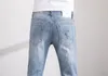 Jeans de luxo design masculino calças leves azul tamanho sólido 28-38 casual verão calças finas xadrez regular pant lista mais recente em moda Sl331w
