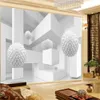 Пользовательские 3D обои White Floating Ball геометрические трехмерные космические гостиной спальня дома декор живописи росписи обои