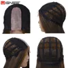 Wignee Straight Wig com destaques marrons Long Wig Middle Lace Wig Perucas resistentes ao calor de cabelo sintético para as mulheres Cosplay Hair S0826