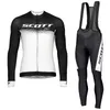 Mens SCOTT Team Cycling Jersey Suit manches longues chemise de vélo à séchage rapide pantalons à bavette Ensembles tenues de vélo de route sports de plein air Uniforme Y21040106