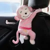 Créatif dessin animé en peluche singe voiture suspendu serviette tissu maison bureau papier boîte oreiller intérieur accessoires