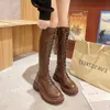 Boots Woman Flat Autumn Shoes Round Toe Boots-Women Luxury Designer Sexy Thigh High Heels Low Rubber 2021 Ladies Fash