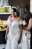Luksusowe Suknie ślubne Mermaid z odłączanym pociągiem ASO EBI Afryki Arabiiczną Sheer Neck Lace Crystal Sukienka Bridal Plus Size