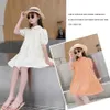 Dress Girl Solid Color Kids Party Es dla S Lato Kid Casual Style Costume 6 8 10 12 14 210528
