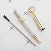 15 Färg Big Diamond Ballpoint Pen Crystal Gem Pens Metal Ballpen Advertising Presentanpassad logotyp Fashion School Office Stationery JY1584051