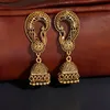 Vintage Or Paon Alliage Turc Pendentif Boucles D'oreilles Pour Les Femmes Rétro Ethnique Gypsy Indien Cloche Gland Tribal Bijoux