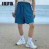 IEFB Verão Solto Cintura Elástica Pavão Azul Shorts Masculino Coreano Solto Casual Perna Larga Cintura Alta Cintura Joelho Calças 9Y7409 210524