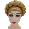 Strass Turbante Africain Femme Glitter Elástico Muçulmano Hijab Bonnet Feminino Envoltórios de Cabeça Tranças Turbante Mujer Auto Gele Tecido Étnico 310g