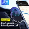 Trådlös laddare telefonmonterad bilhållare Magnetisk infraröd sensor 15W Snabb Laddning Universal Air Vent Smartphone Stativ Mobiltelefonfäste för iPhone 12