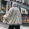 따뜻한 후드 레오파드 면적 양의 옷에 겨울 남성 패션 스노우 재킷 느슨한 털 껍질 봉고 코트 캐주얼 파카 210524