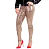 Pantalons pour femmes Capris femmes brillant paillettes Slim Leggings dames Sexy Clubwear pantalon taille haute élastique grande taille