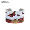 Daisey Butterfly Smycken Manschett Armband Borstat med Blå Fjärilar Insekt Smycken Natur Gåvor för Kvinnor Bangle Q0719