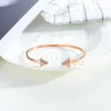 Bracelets pour femmes en acier inoxydable Bracelet Manchette Bracelet Marque De Luxe Bracelet Triangle Cristal Blanc Plaqué Rose Or Métal Bijoux Q0717